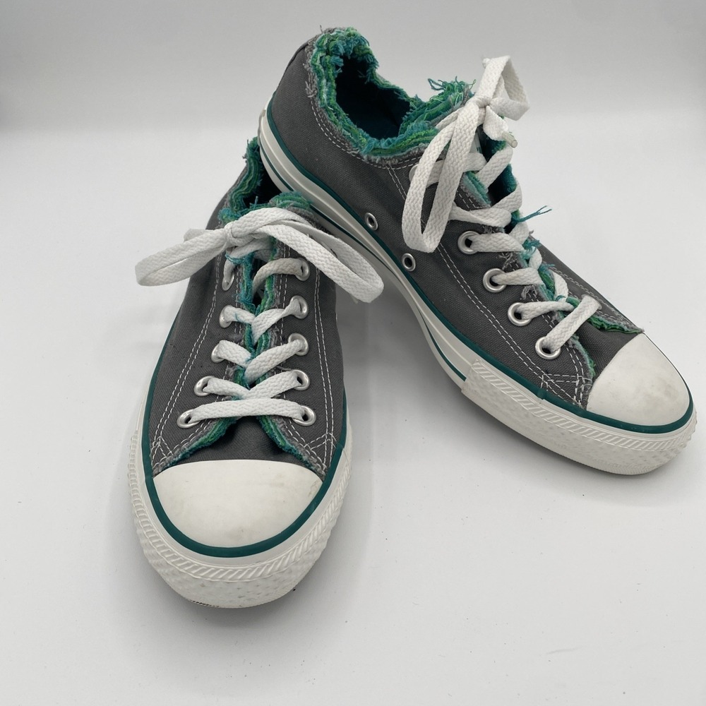 Converse‎ Womens All Star Low Top Gray Teal Size 8 Skater Grunge